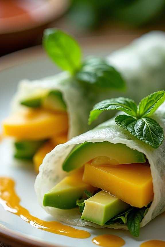 avocado mango rice rolls