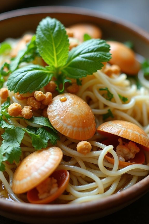 baby clam noodle dish
