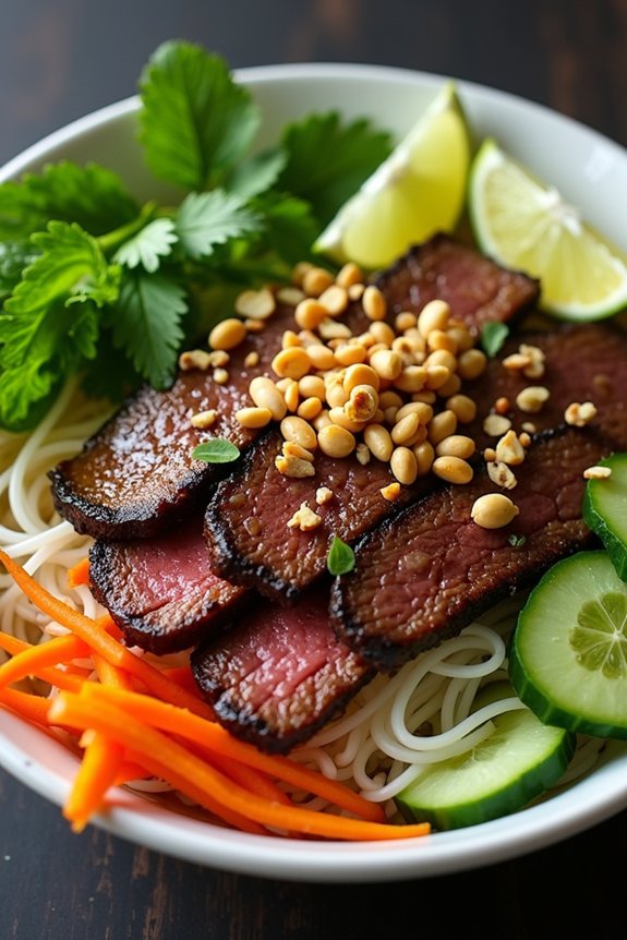 beef and mint vermicelli bowl