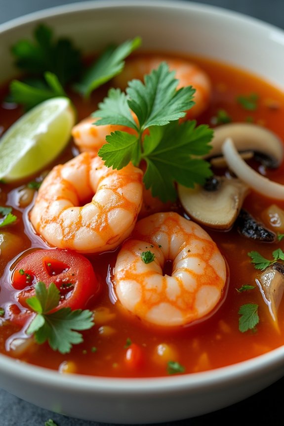 bold vibrant shrimp soup