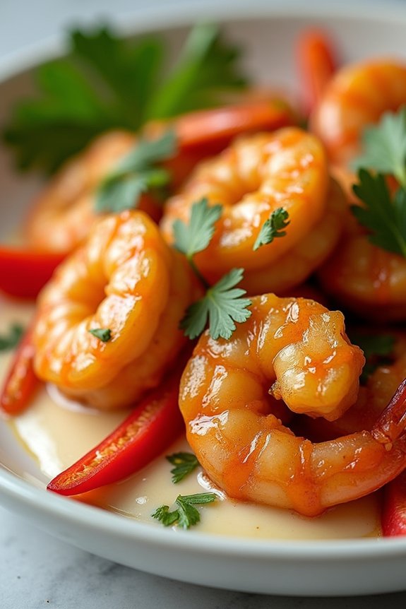 caramelized shrimp with coconut sauce