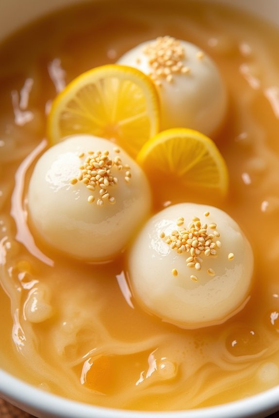 chewy rice balls dessert