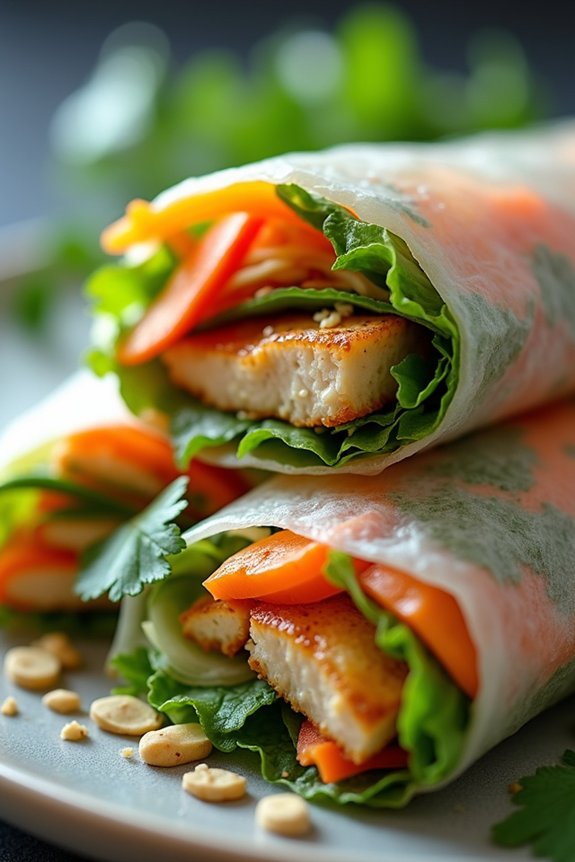 chili lime chicken spring rolls