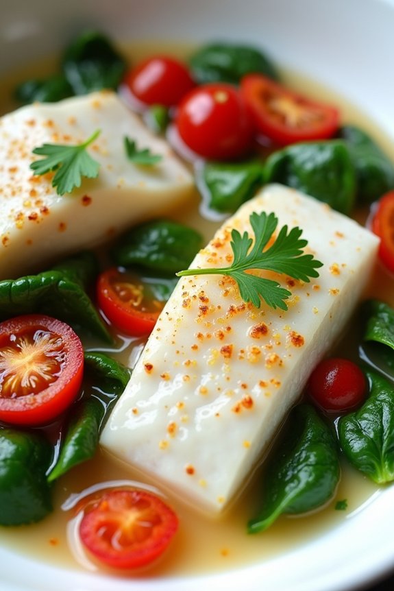 coconut milk poached fish