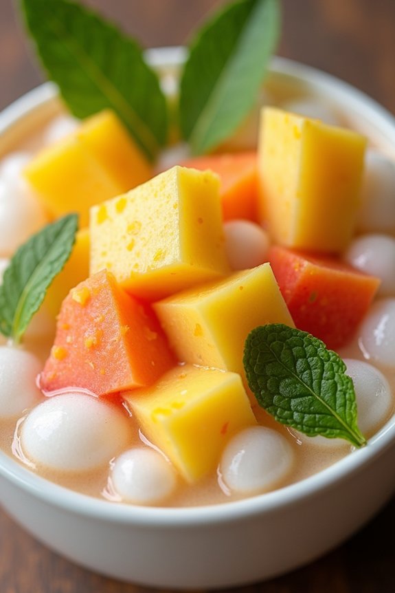 colorful tropical fruit dessert