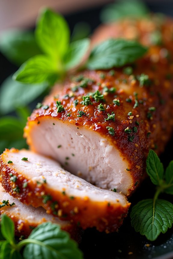 crispy herb crusted pork belly