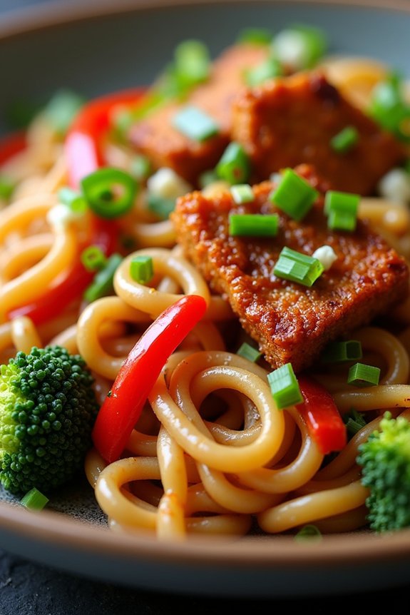 crispy tempeh noodle dish