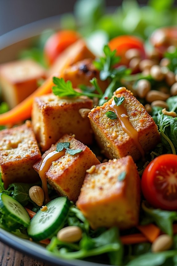 crispy tofu vegetable salad
