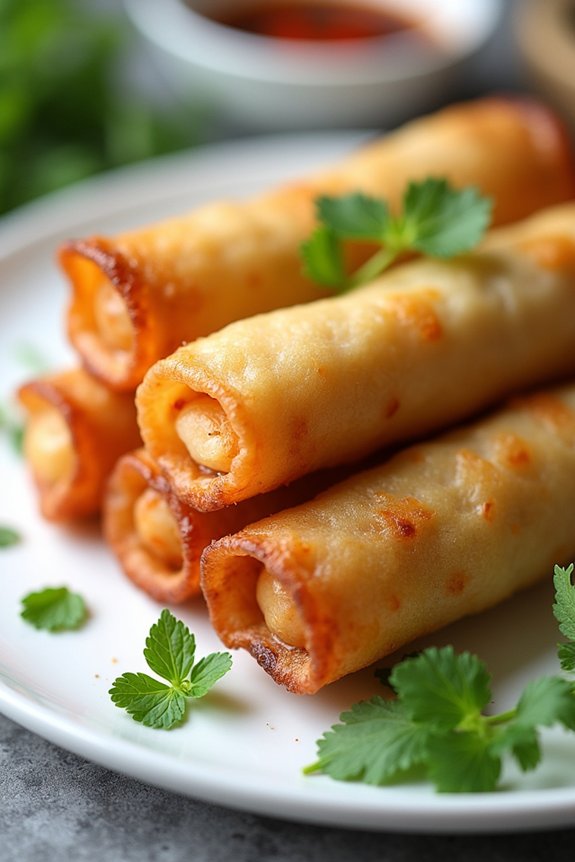 crispy vegetable filled egg rolls