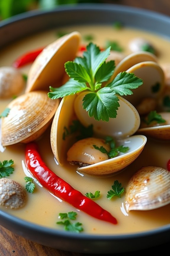 exotic thai coconut clams