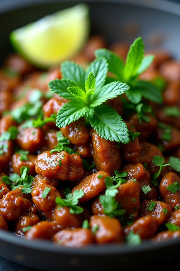 flavorful beef and mint stir fry