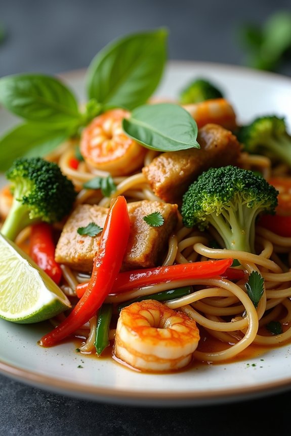 flavorful thai basil noodles