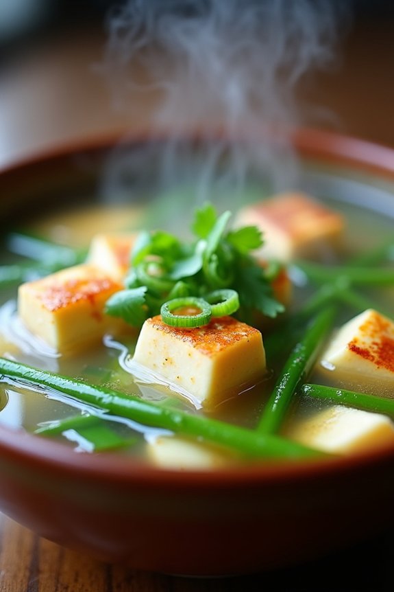 garlic chive tofu soup