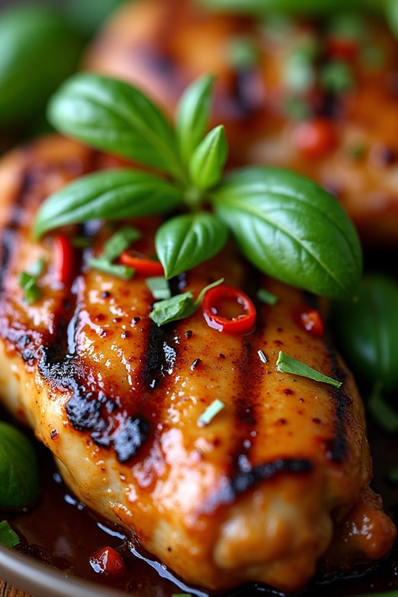 grilled chicken with basil sauce
