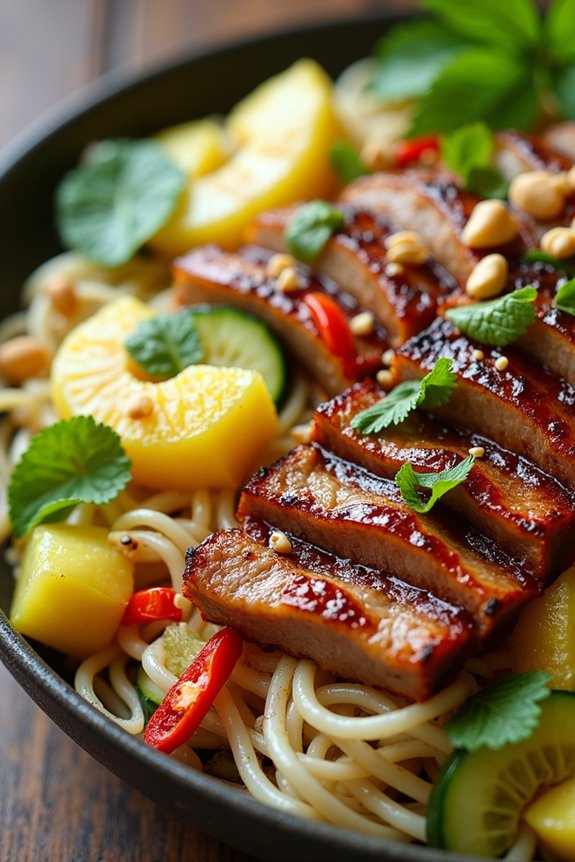 grilled pork pineapple noodle salad