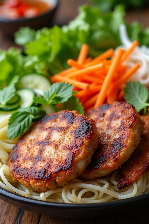 grilled pork with noodles