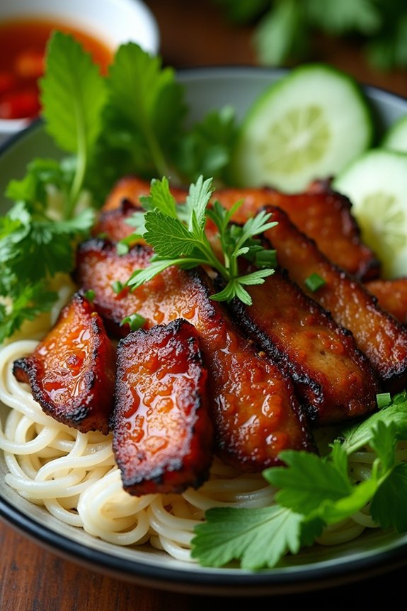 grilled pork with noodles