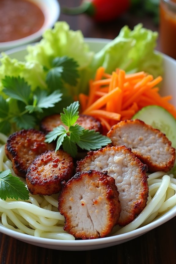 grilled pork with noodles