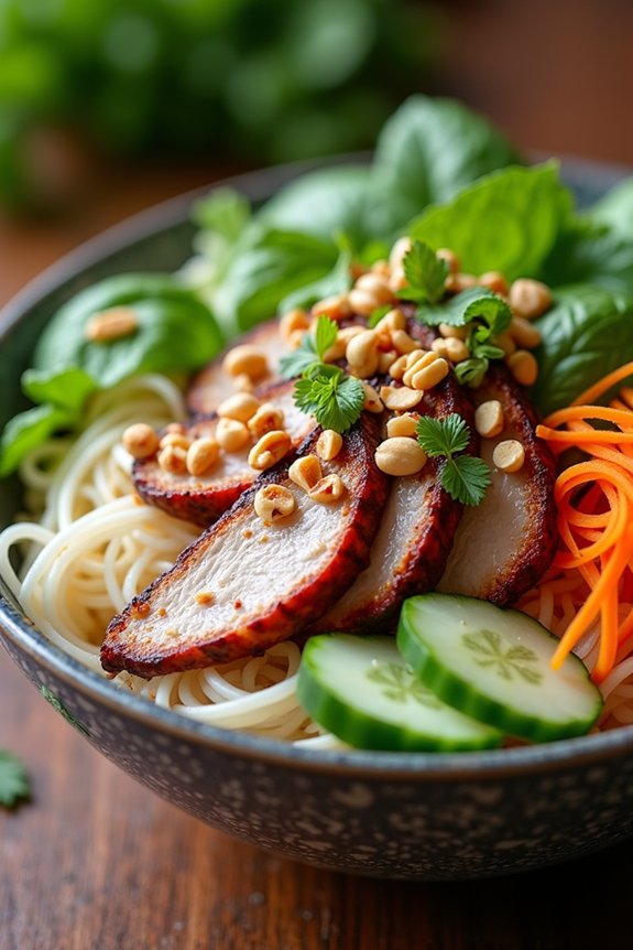 grilled pork with noodles