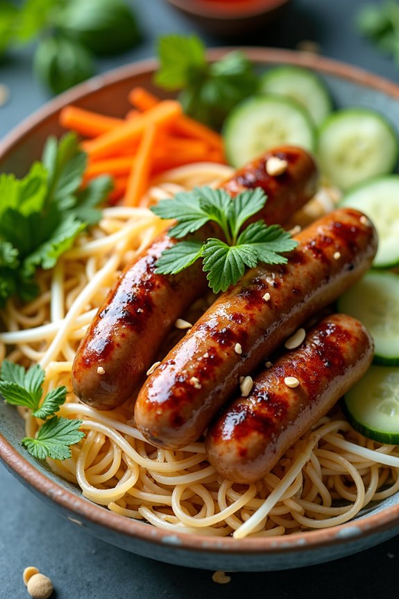 grilled sausage noodle dish