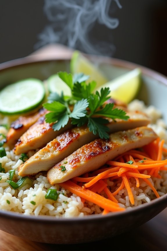 lemongrass chicken rice bowl