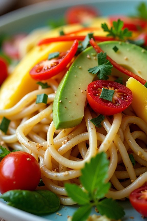 mango avocado udon salad