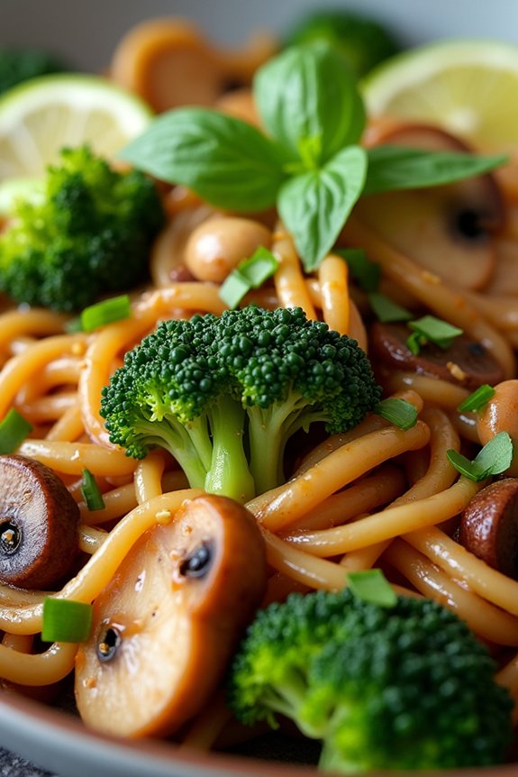 mushroom infused thai noodle dish