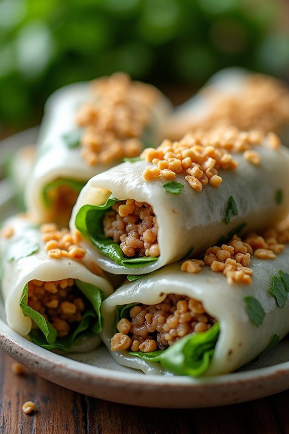 peanut cilantro rice rolls