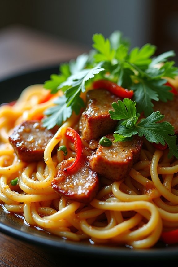 pork noodles with fresh herbs