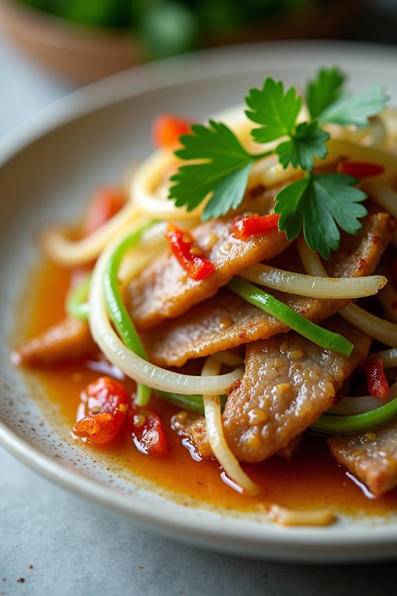 pork stir fried with pickled greens
