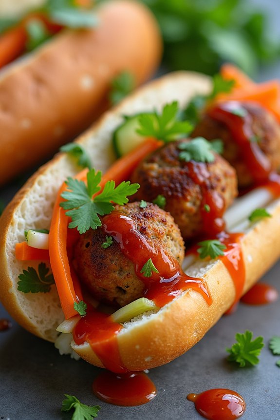 savory vietnamese meatball sandwich