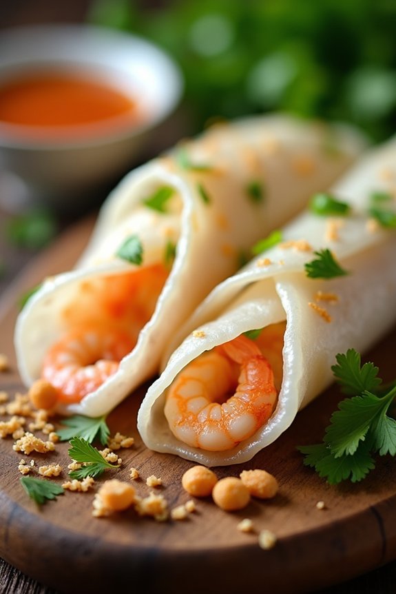 shrimp scallion rice crepes