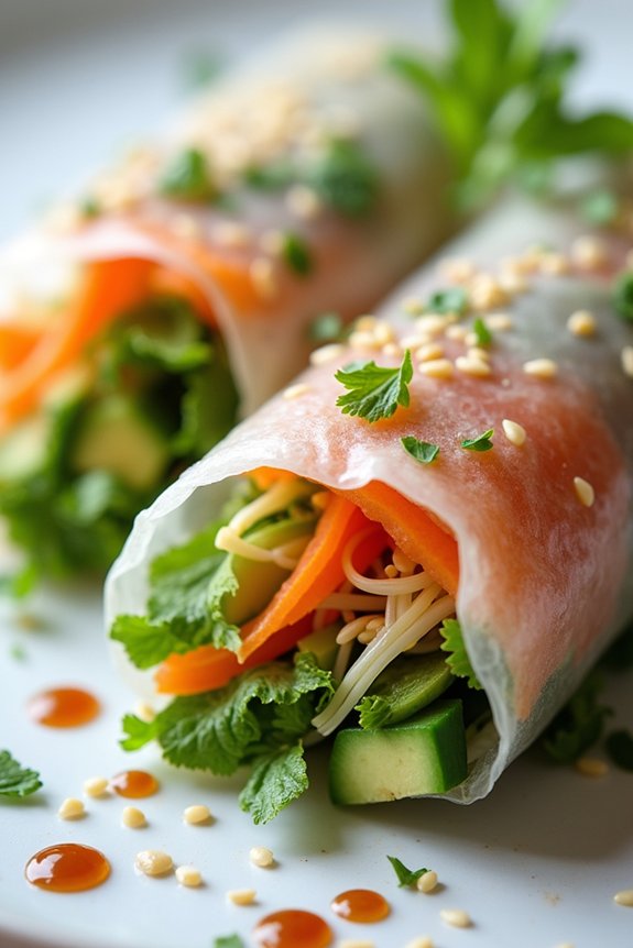 smoked salmon cucumber spring rolls