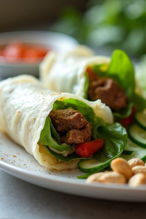 spicy beef basil rolls