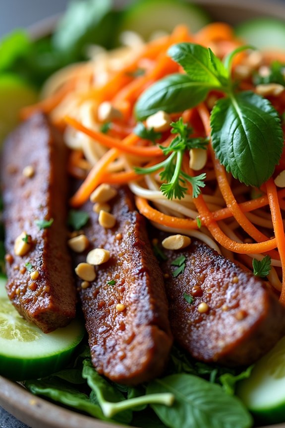 spicy beef herb noodle salad