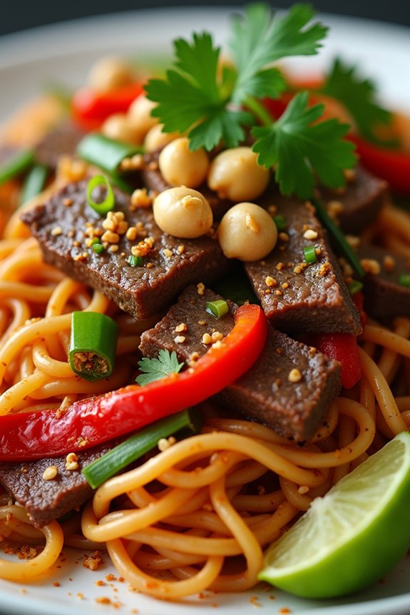 spicy beef pad thai delight