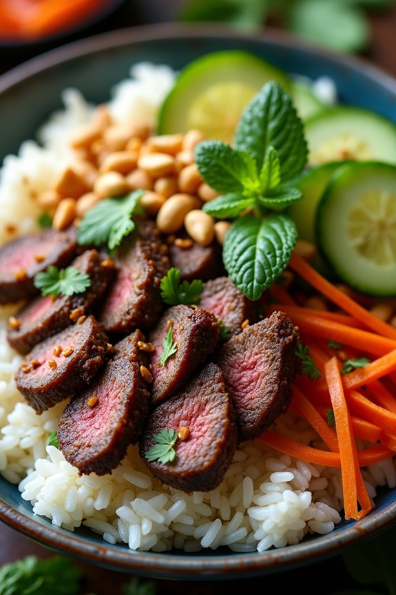 spicy beef with mint rice