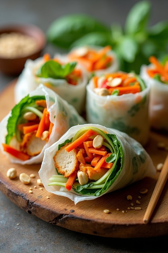 spicy chicken basil spring rolls