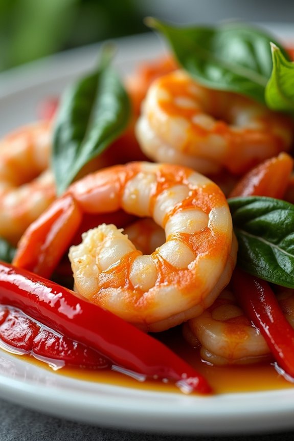 spicy shrimp basil stir fry