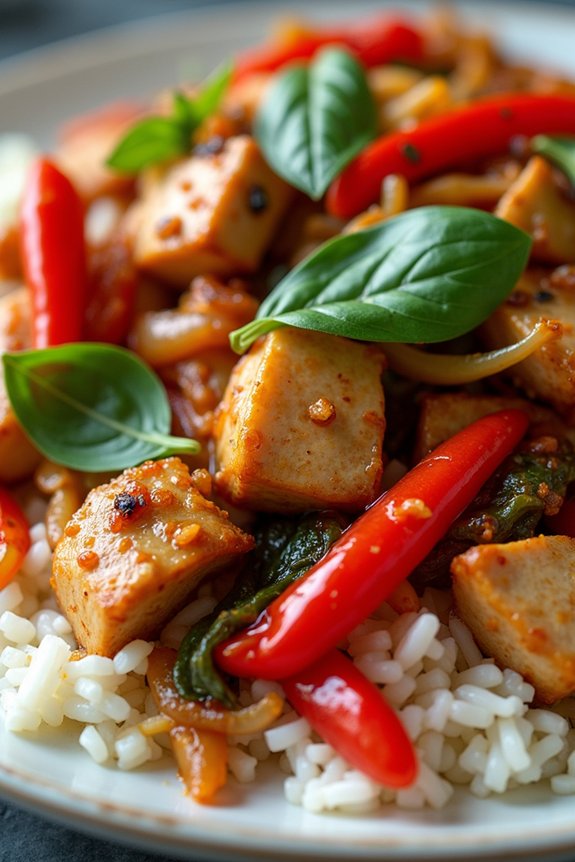 spicy thai basil chicken stir fry