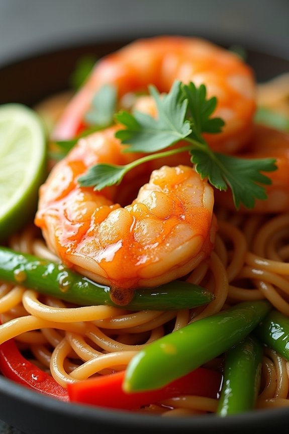sweet and spicy shrimp noodles