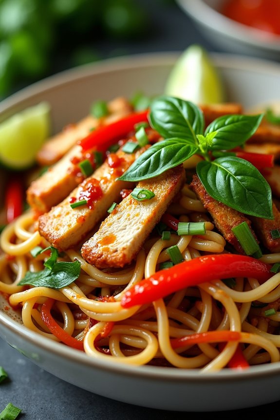 thai basil chicken noodles