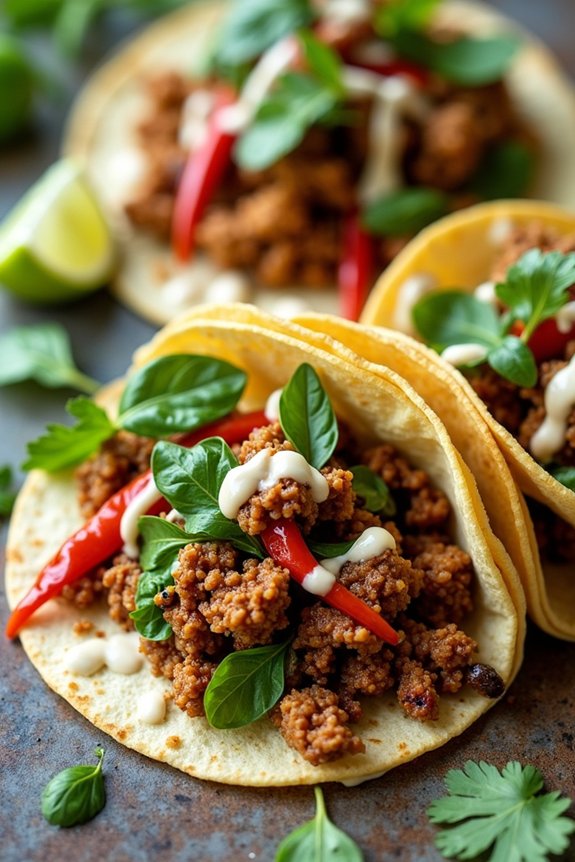 thai basil chicken tacos