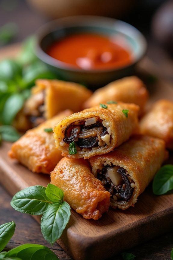 thai basil mushroom rolls