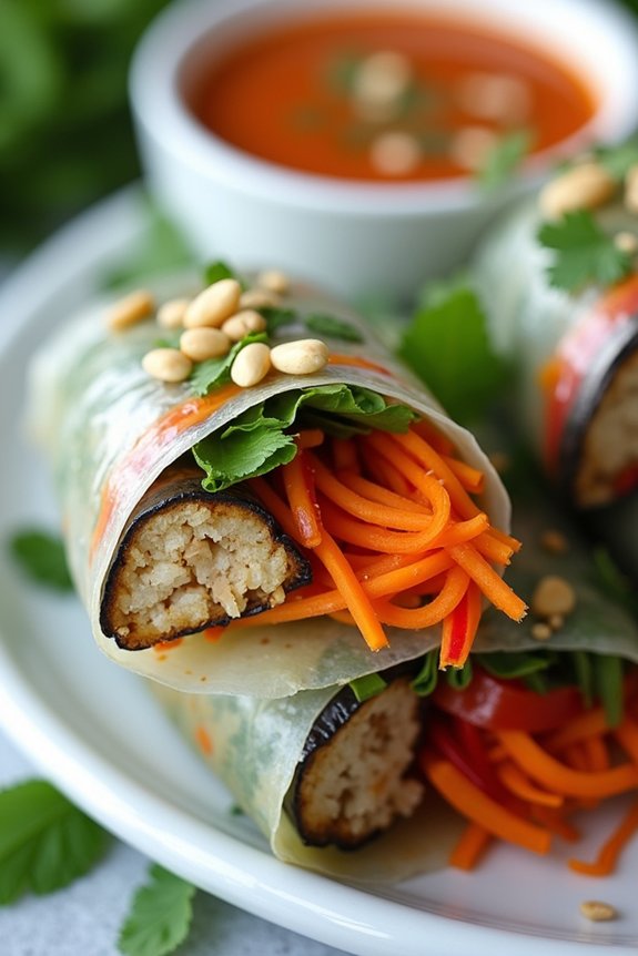 thai eggplant spring rolls
