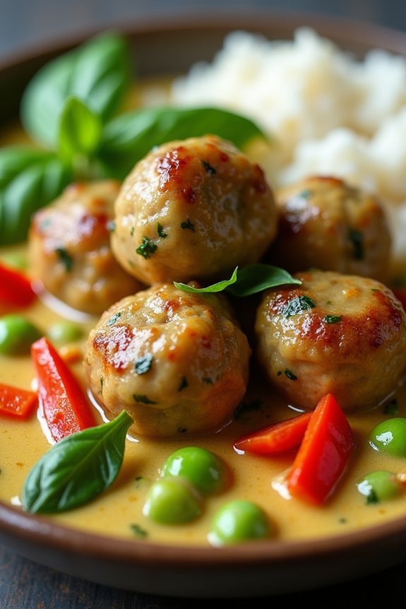 thai green curry meatballs