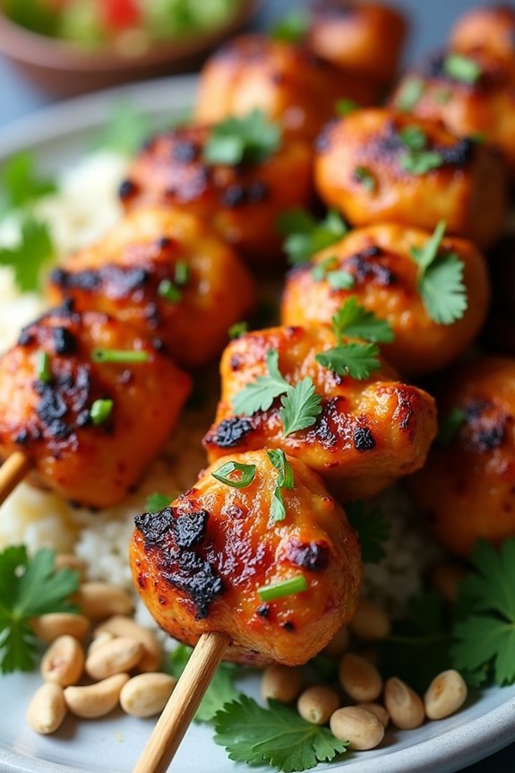 thai peanut chicken skewers