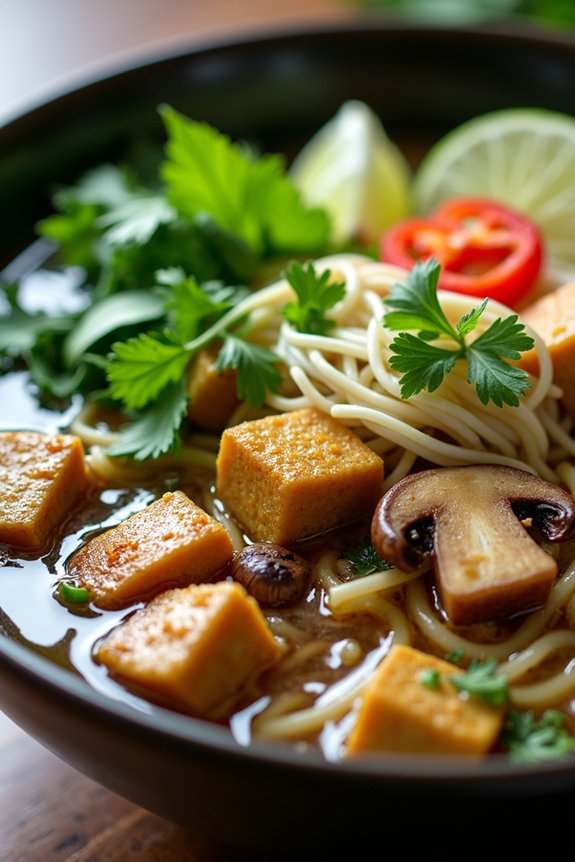 vegetarian tofu mushroom pho