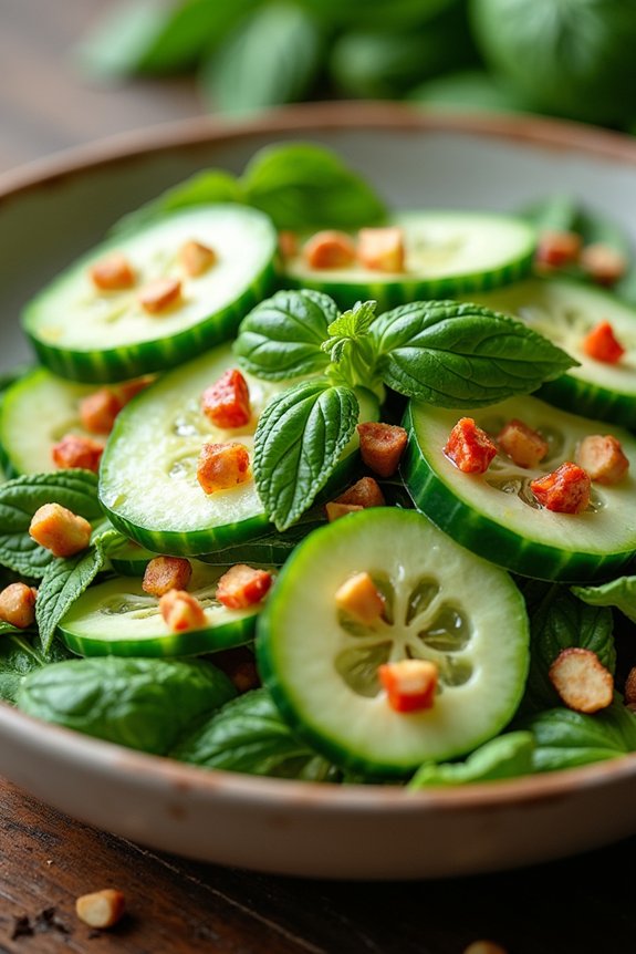 vibrant cucumber basil salad