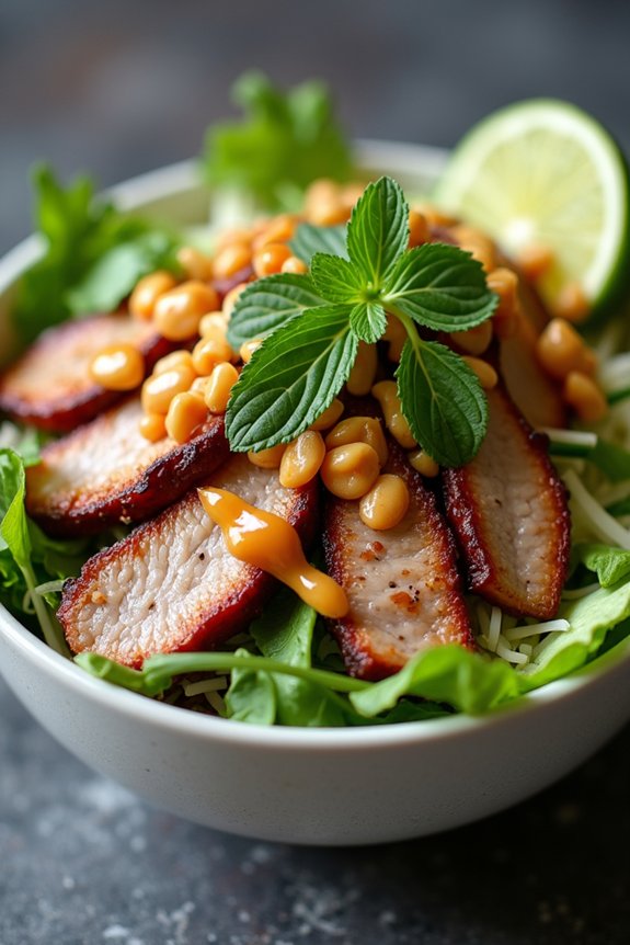 vibrant grilled pork noodles